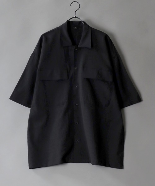 SITRY(シトリー)の「seersucker oversize drop shoulder drape shirt/シアサッカー オーバーサイズ ドロップショルダー ドレープ シャツ(シャツ/ブラウス・メンズ・ブラック/ネイビー/カーキ・M/L/LL)」の15枚目の写真
