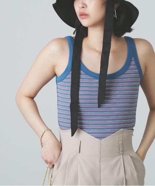 FREE'S MART(フリーズマート)の「◆マルチボーダータンク(タンクトップ・レディース・ブラウン系その他/パープル系その他/イエロー系その他・FREE)」の3枚目の写真