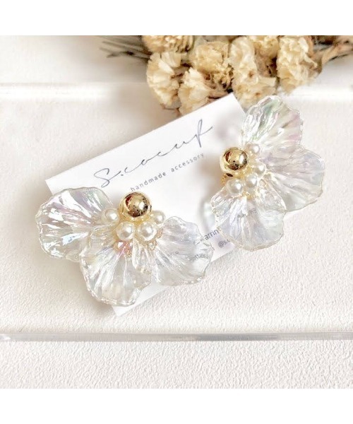 tone（トーン）の「【S.coeuf】金属アレルギー対応ピアス 　立体フラワー(MA)（ピアス（両耳用）・レディース・ベージュ/ホワイト/グレー/その他/ゴールド系その他/ホワイトゴールド・FREE）」の8枚目の写真