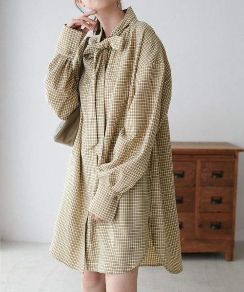 DISCOAT(ディスコート)の「チェックボウタイブラウス(シャツ/ブラウス・レディース・ブラック/ベージュ・FREE)」の11枚目の写真