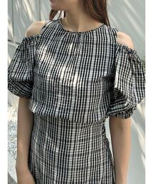 シアーチェックバックシャンブラウス