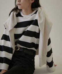 SALON adam et rope' | 【WEB限定】ポンチワイドボーダーロングスリーブビッグTシャツ(Tシャツ/カットソー)