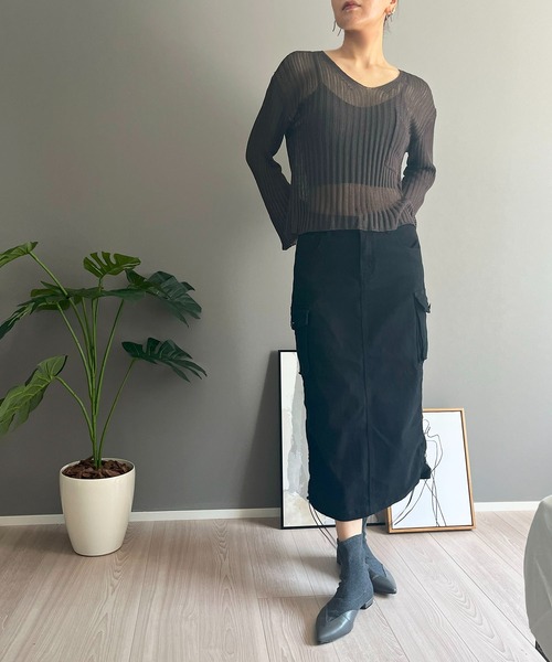 Jewelobe(ジュエローブ)の「Vネック透かし編みルーズニットプルオーバー(ニット/セーター・レディース・ホワイト/ブラウン/ブラック・FREE)」の14枚目の写真