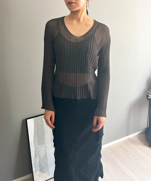 Jewelobe(ジュエローブ)の「Vネック透かし編みルーズニットプルオーバー(ニット/セーター・レディース・ホワイト/ブラウン/ブラック・FREE)」の16枚目の写真
