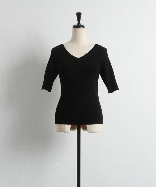 tocco closet（トッコ　クローゼット）の「前後２ＷＡＹ袖口パール付きシャリ感リブニットプルオーバー（ニット/セーター・レディース・ブラック/ベージュ/ピンク系その他・M）」の20枚目の写真