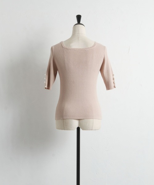 tocco closet（トッコ　クローゼット）の「前後２ＷＡＹ袖口パール付きシャリ感リブニットプルオーバー（ニット/セーター・レディース・ブラック/ベージュ/ピンク系その他・M）」の14枚目の写真