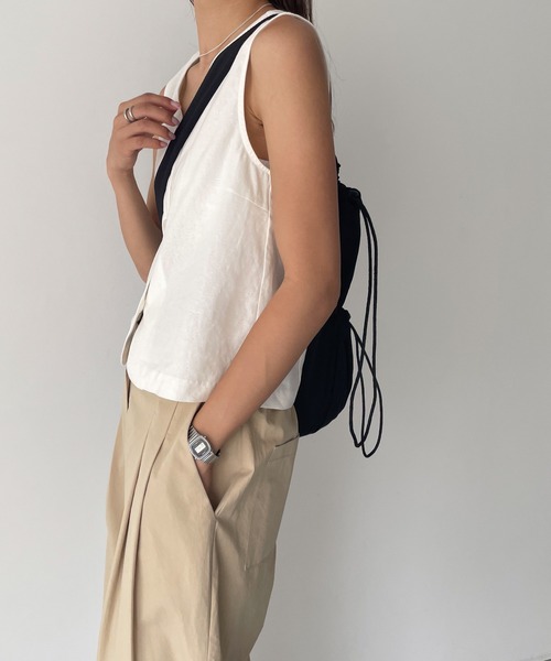 CANAL JEAN(キャナルジーン)の「smileyranna コットンリネンベスト(ベスト・レディース・ホワイト/ブラック・ONE SIZE)」の3枚目の写真