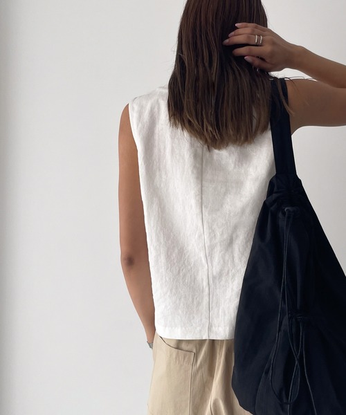 CANAL JEAN(キャナルジーン)の「smileyranna コットンリネンベスト(ベスト・レディース・ホワイト/ブラック・ONE SIZE)」の12枚目の写真