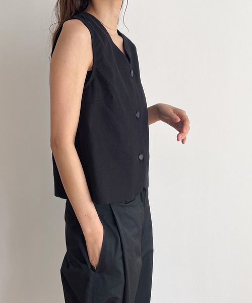 CANAL JEAN(キャナルジーン)の「smileyranna コットンリネンベスト(ベスト・レディース・ホワイト/ブラック・ONE SIZE)」の14枚目の写真