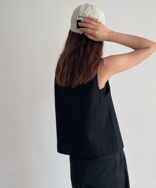 CANAL JEAN(キャナルジーン)の「smileyranna コットンリネンベスト(ベスト・レディース・ホワイト/ブラック・ONE SIZE)」の5枚目の写真