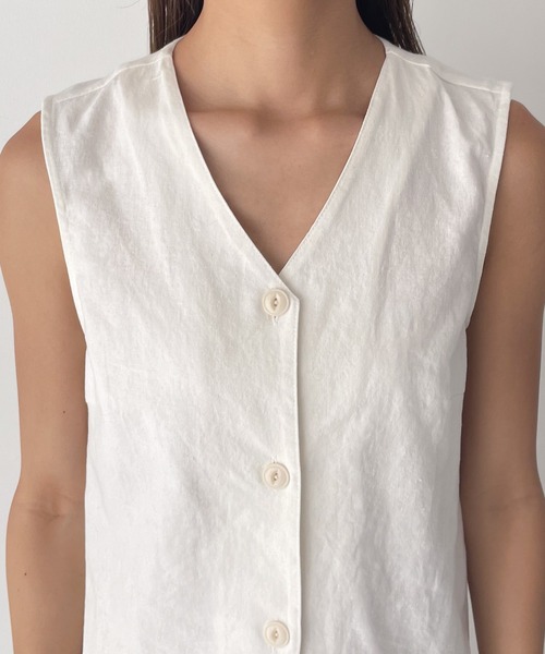 CANAL JEAN(キャナルジーン)の「smileyranna コットンリネンベスト(ベスト・レディース・ホワイト/ブラック・ONE SIZE)」の9枚目の写真