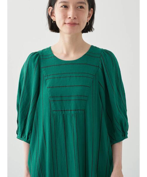 AMERICAN HOLIC（アメリカンホリック）の「リネンブレンドストライプワンピース（ワンピース・レディース・グリーン/ブラウン・M/L）」の11枚目の写真