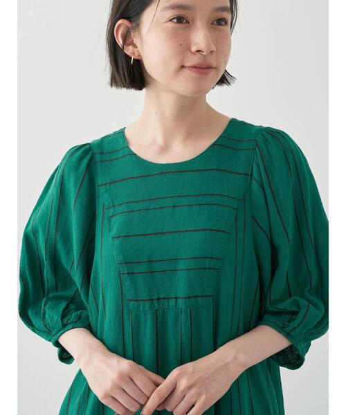 AMERICAN HOLIC（アメリカンホリック）の「リネンブレンドストライプワンピース（ワンピース・レディース・グリーン/ブラウン・M/L）」の12枚目の写真