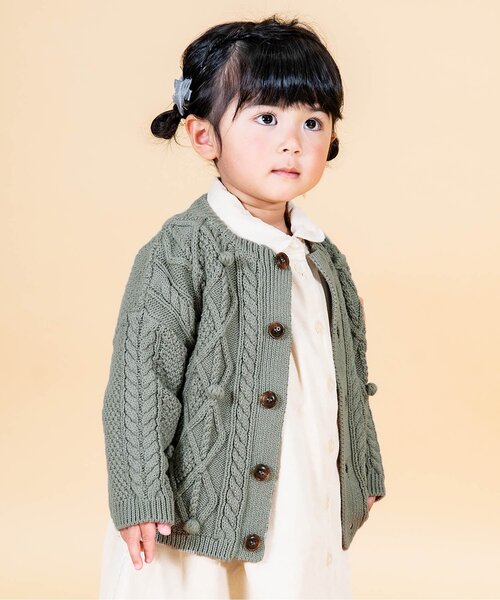 Ampersand（アンパサンド）の「【リンク】premierコットンニットカーディガン（カーディガン/ボレロ・キッズ・アイボリー/ベージュ/グレー・90/70/120/110/140/130/100/80）」の3枚目の写真