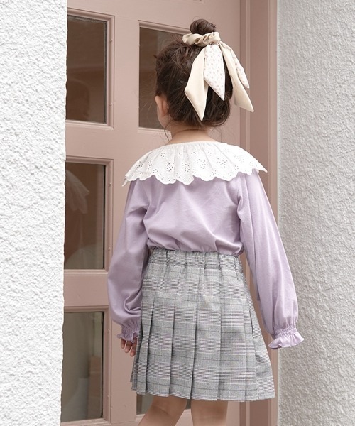 Lycee mine(リセマイン)の「【型崩れしないやわらかコットン】ラウンド衿付きトップス(Tシャツ/カットソー・キッズ・ラベンダー/グレイッシュベージュ/ダークブラウン/ピンク・110cm/120cm/140cm/150cm/130cm/100cm)」の20枚目の写真