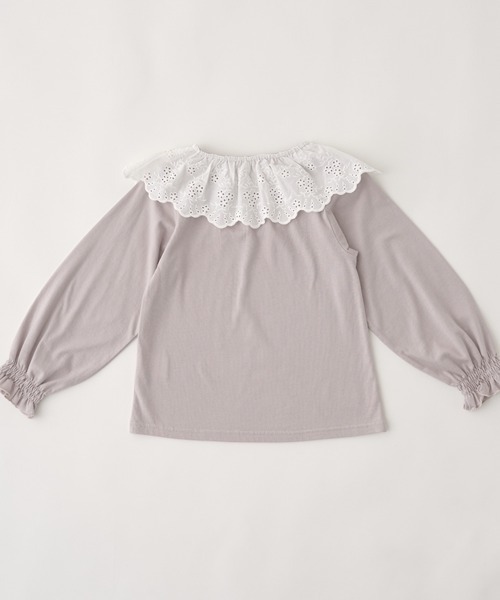 Lycee mine(リセマイン)の「【型崩れしないやわらかコットン】ラウンド衿付きトップス(Tシャツ/カットソー・キッズ・ラベンダー/グレイッシュベージュ/ダークブラウン/ピンク・110cm/120cm/140cm/150cm/130cm/100cm)」の15枚目の写真