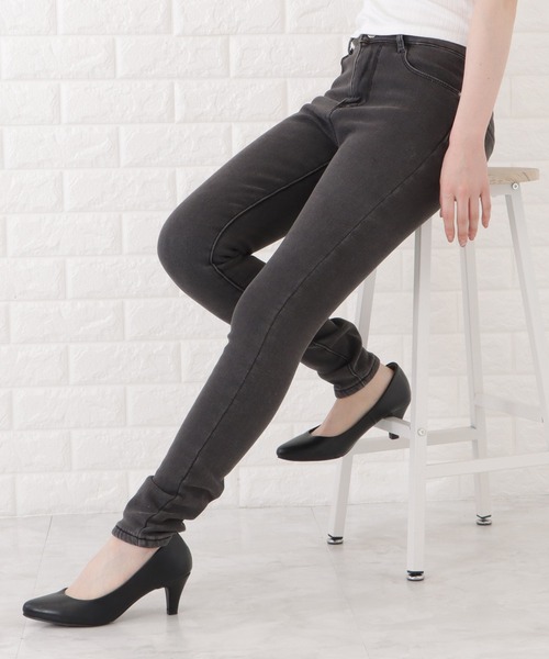 Lace Ladies(レースレディース)の「裏シャギーあったかデニムパンツ(デニムパンツ・レディース・ネイビー/ダークグレー/ブラック/ライトブルー・29/25/27/31)」の7枚目の写真