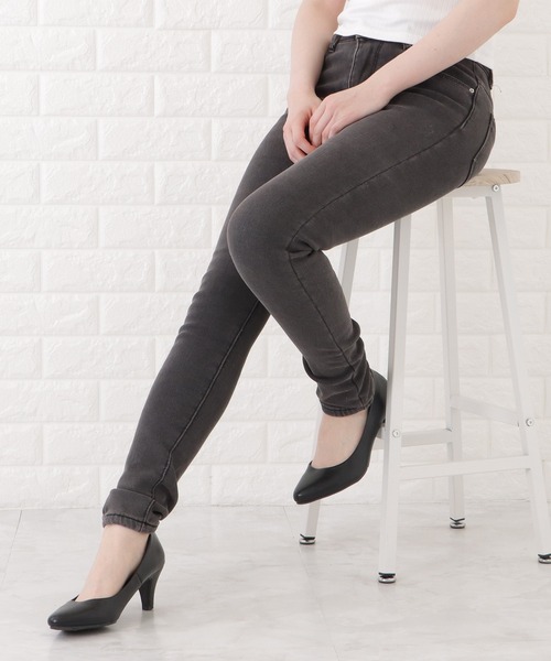 Lace Ladies(レースレディース)の「裏シャギーあったかデニムパンツ(デニムパンツ・レディース・ネイビー/ダークグレー/ブラック/ライトブルー・29/25/27/31)」の8枚目の写真