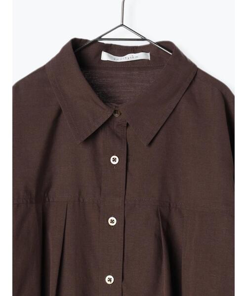 sm2rhythm（サマンサモスモスリズム）の「フロントタックシャツ（シャツ/ブラウス・レディース・ブラウン/オフホワイト/ブルー・F）」の15枚目の写真