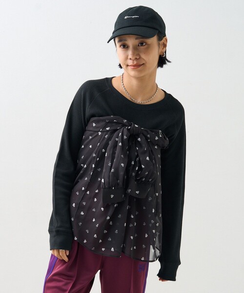 FREAK'S STORE（フリークスストア）の「ハート柄 シャツ/総柄シャツ（シャツ/ブラウス・レディース・オフホワイト/ブラック・ﾌﾘ-）」の9枚目の写真