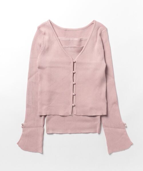 clear（クリア）の「×クルミボタンリブカーディガン&ニットキャミソール≪2024SS≫（アンサンブル・レディース・ブラック/オフホワイト/ピンク/ブラウン/サックスブルー・F）」の21枚目の写真