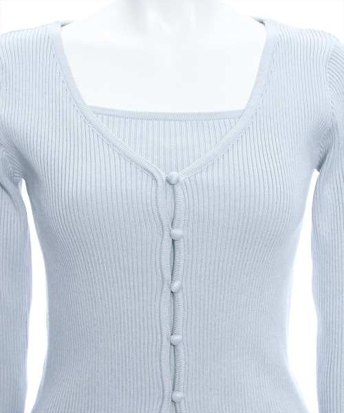 clear（クリア）の「×クルミボタンリブカーディガン&ニットキャミソール≪2024SS≫（アンサンブル・レディース・ブラック/オフホワイト/ピンク/ブラウン/サックスブルー・F）」の9枚目の写真