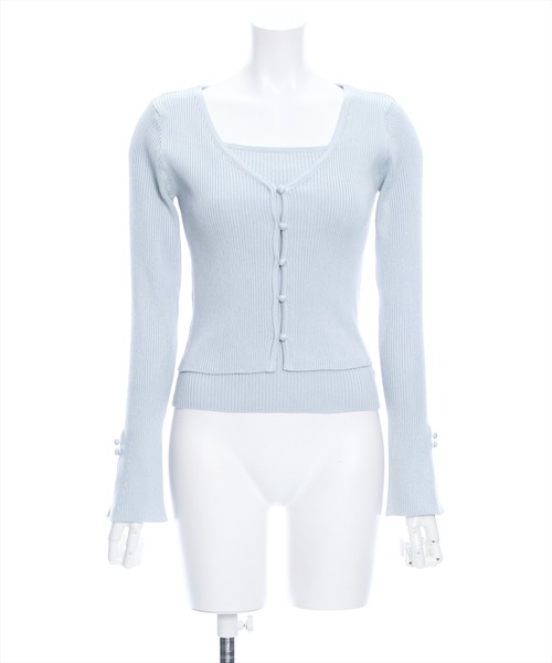 clear（クリア）の「×クルミボタンリブカーディガン&ニットキャミソール≪2024SS≫（アンサンブル・レディース・ブラック/オフホワイト/ピンク/ブラウン/サックスブルー・F）」の18枚目の写真