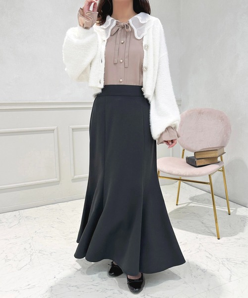 プランテーション　ウール変形ブラウス　総柄　フレア　レイヤード　カットソー プランテーション ウール変形ブラウス 総柄 フレア レイヤード