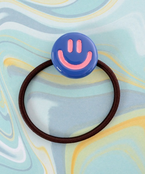 オーダーメイド♡ナチュラルカラー ニコちゃん♡ベビーヘアクリップ ヘアゴム 受注製作】送料無料！！ニコちゃん&くまちゃん ヘアゴム 2個