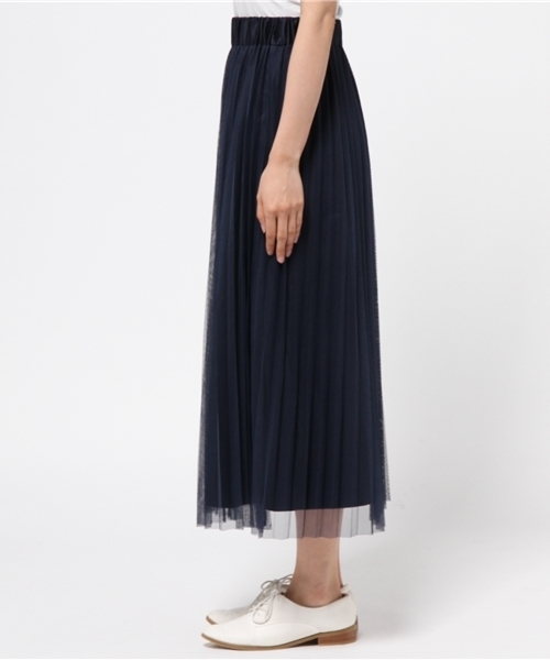 OUTLET（アウトレット）の「【CIAOPANIC TYPY】チュールプリーツマキシスカート（スカート・レディース・オフホワイト/ネイビー・ONE）」の4枚目の写真