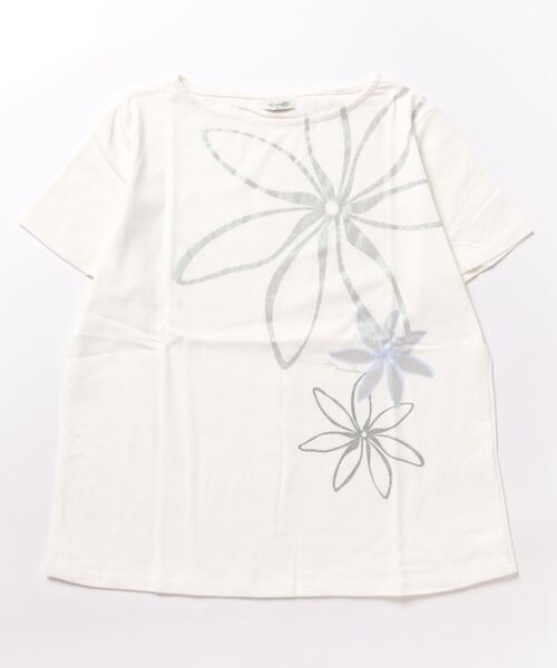 Maunaloa（マウナロア）の「【Maunaloa】シャインティアレTシャツ（Tシャツ/カットソー・レディース・チャコール/オフホワイト/ブラック・L/M/XL）」の2枚目の写真