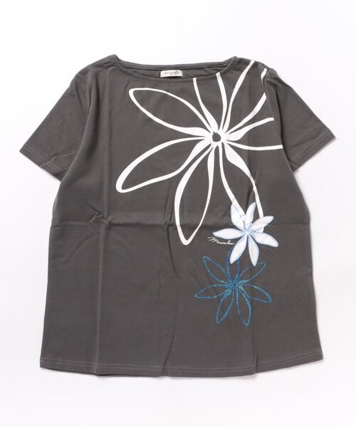 Maunaloa（マウナロア）の「【Maunaloa】シャインティアレTシャツ（Tシャツ/カットソー・レディース・チャコール/オフホワイト/ブラック・L/M/XL）」の6枚目の写真
