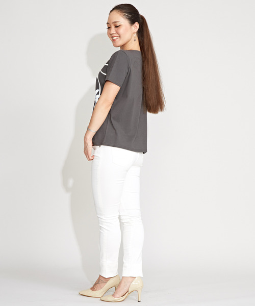 Maunaloa（マウナロア）の「【Maunaloa】シャインティアレTシャツ（Tシャツ/カットソー・レディース・チャコール/オフホワイト/ブラック・L/M/XL）」の9枚目の写真