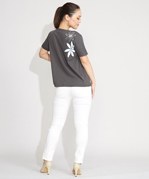 Maunaloa（マウナロア）の「【Maunaloa】シャインティアレTシャツ（Tシャツ/カットソー・レディース・チャコール/オフホワイト/ブラック・L/M/XL）」の10枚目の写真