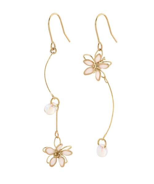 ANEMONE(アネモネ)の「プチフラワー×ガラスアシメピアス(ピアス(両耳用)・レディース・ブルー/ホワイト/ライトグレー/ピンク・FREE)」の1枚目の写真