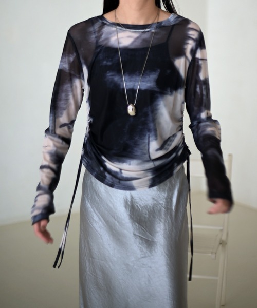 Marient（マリエント）の「タイダイシャーリングシアーTOPS（Tシャツ/カットソー・レディース・ブラウン/ブラック・FREE）」の3枚目の写真