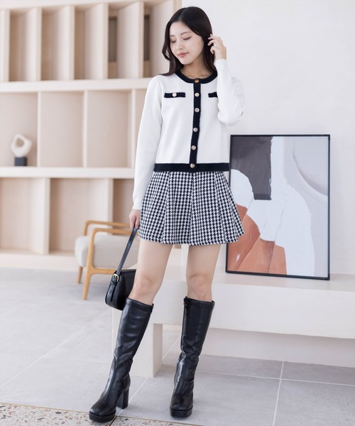 clear（クリア）の「フェザー配色ニットカーディガン（カーディガン