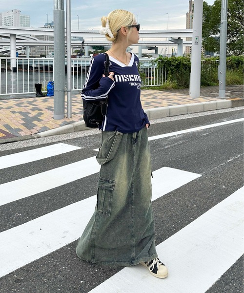 sedacle girl（セダクルガール）の「オーバーダイカーゴロングスカート（デニムスカート・レディース・インディゴブルー/ブラック/カーキ・LARGE/MEDIUM）」の5枚目の写真