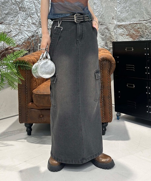 sedacle girl（セダクルガール）の「オーバーダイカーゴロングスカート（デニムスカート・レディース・インディゴブルー/ブラック/カーキ・LARGE/MEDIUM）」の9枚目の写真