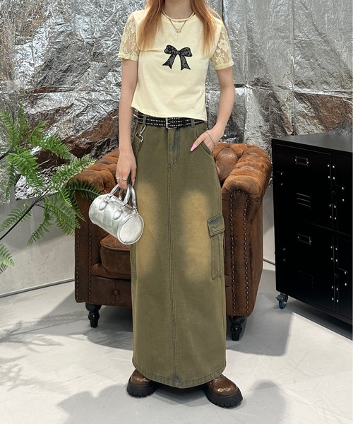 み*ち様 ディーゼル オーガニック デニムロングスカート チノ カーキ ロング丈 DIESEL（ディーゼル）の「レディース サステナブル ロング