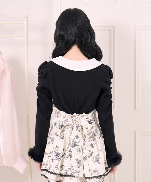 Pal elfy（パルエルフィー）の「ファー付きリボン袖コンシャスプル