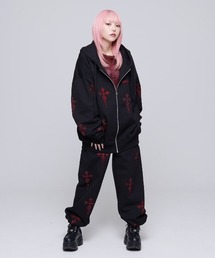 REFLEM/レフレム クロス総柄ラインストーンスウェットハーフパンツ REFLEM スウェットパンツ ジャージ 「REFLEM/レフレム」クロス総