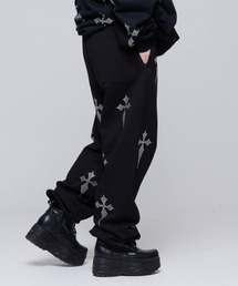 REFLEM/レフレム クロス総柄ラインストーンスウェットハーフパンツ REFLEM スウェットパンツ ジャージ 「REFLEM/レフレム」クロス総