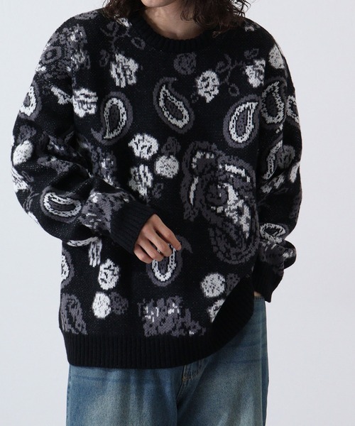 【セール】オーバーサイズ 総柄 クルーニット（ニット/セーター）｜FUNALIVE（ファンアライブ）