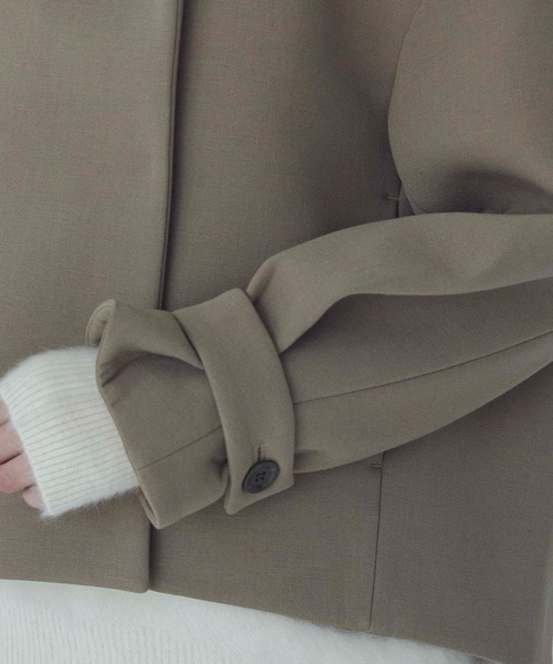 DRESSLAVE（ドレスレイブ）の「twill bonding higt collar short coat(ツイルボンディングハイネックショート丈コート)（その他アウター・レディース・ブラック/ベージュ・38）」の6枚目の写真