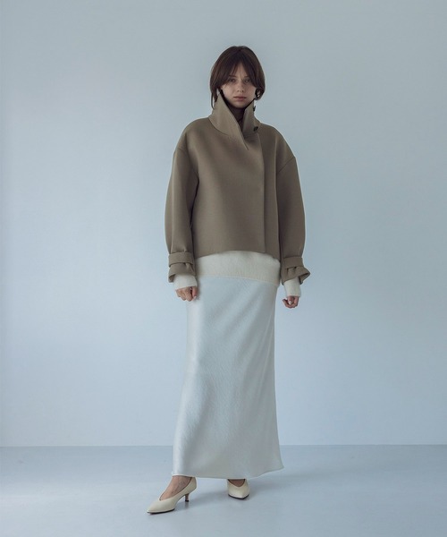 DRESSLAVE（ドレスレイブ）の「twill bonding higt collar short coat(ツイルボンディングハイネックショート丈コート)（その他アウター・レディース・ブラック/ベージュ・38）」の7枚目の写真