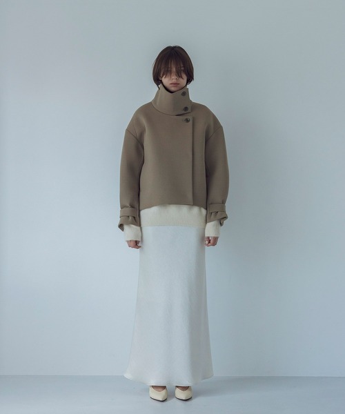 DRESSLAVE（ドレスレイブ）の「twill bonding higt collar short coat(ツイルボンディングハイネックショート丈コート)（その他アウター・レディース・ブラック/ベージュ・38）」の12枚目の写真