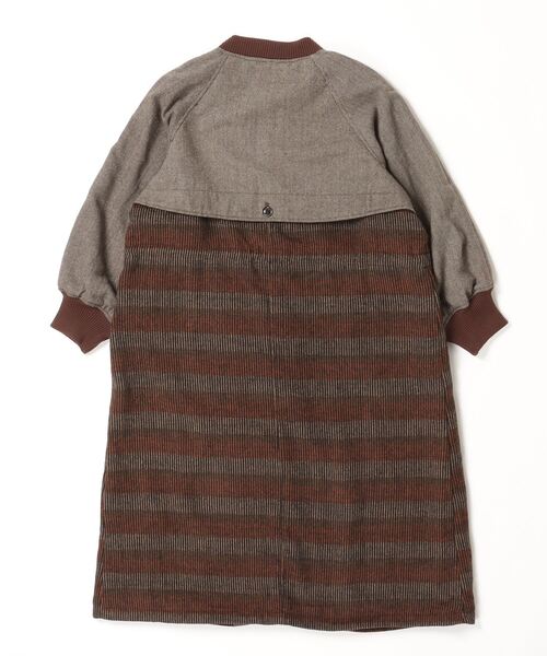 sandy（サンディー）の「【sandy】ボーダーストライブラグランコート（テーラードジャケット・レディース・ブラウン・FREE）」の2枚目の写真