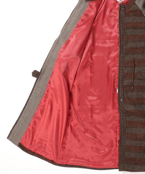 sandy（サンディー）の「【sandy】ボーダーストライブラグランコート（テーラードジャケット・レディース・ブラウン・FREE）」の3枚目の写真