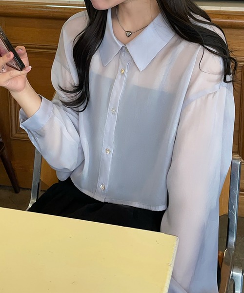 junoah(ジュノア)の「シアースリットショートシャツ(シャツ/ブラウス・レディース・クリーム/グレー/ブラック・X-LARGE/LARGE/MEDIUM)」の14枚目の写真